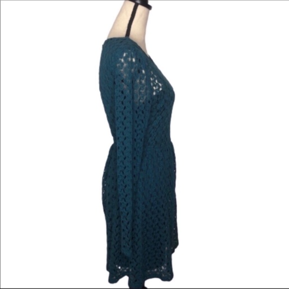 Miami Teal Lace Backless Fit & Flare Dress Medium - Picture 4 of 9